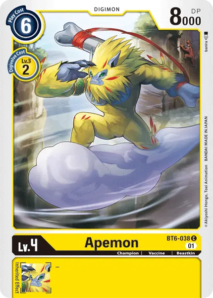 Digimon TCG Card BT6-038 Apemon