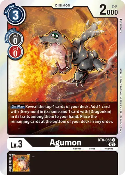 Digimon TCG Card 'BT8-058' 'Agumon'