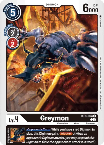 Digimon TCG Card 'BT8-064' 'Greymon'