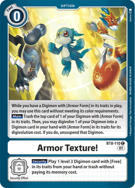 Digimon TCG Card 'BT8-110' 'Armor Texture!'