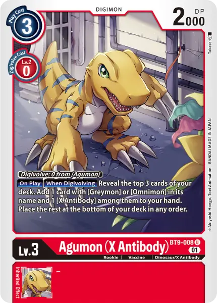 Digimon TCG Card 'BT9-008' 'Agumon (X Antibody)'