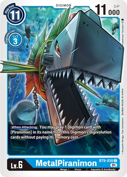 Digimon TCG Card BT9-030 MetalPiranimon