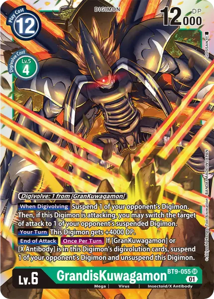 Deck BT9 GrandisKuwagamon with preview of card BT9-055