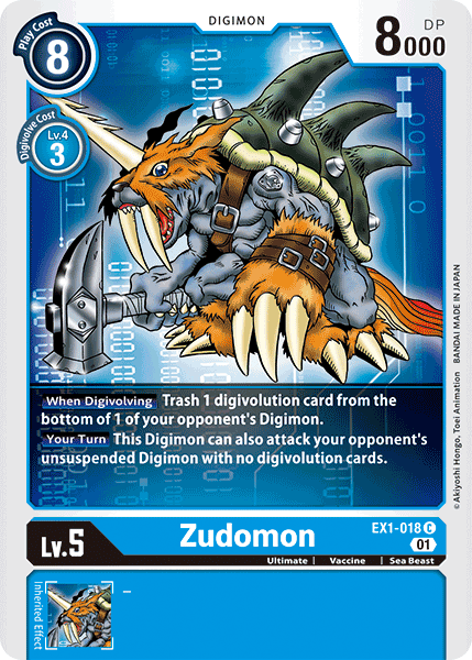 Digimon TCG Card EX1-018 Zudomon