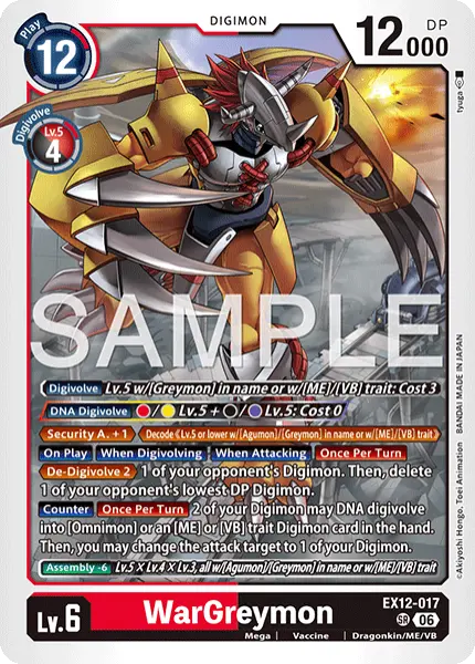 Digimon TCG Card 'EX12-017' 'WarGreymon'
