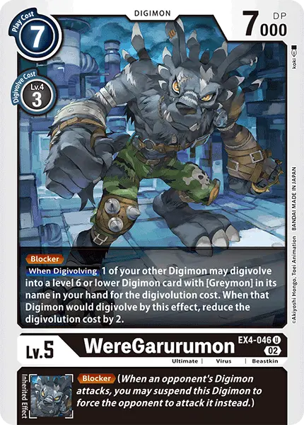 Digimon TCG Card 'EX4-046' 'WereGarurumon'