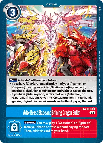 Digimon TCG Card EX4-066 Adze Beast Blade and Shining Dragon Bullet