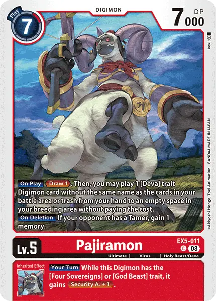 Digimon TCG Card 'EX5-011' 'Pajiramon'