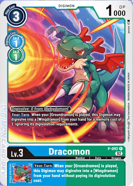 Digimon TCG Card 'P-092' 'Dracomon'