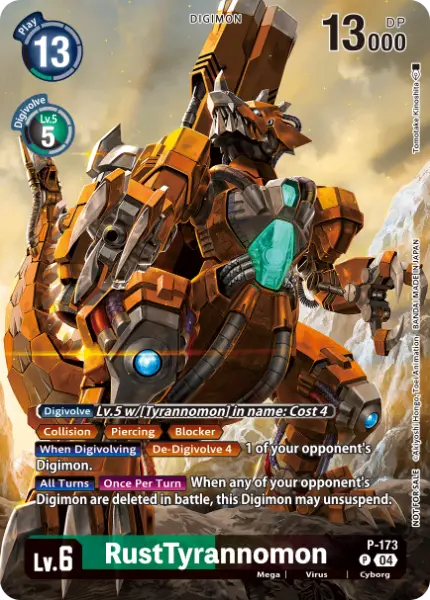 Deck BT22 RustTyrannomon with preview of card P-173