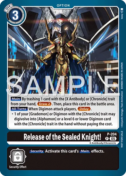 Digimon TCG Card 'P-204' 'Release of the Sealed Knight!'