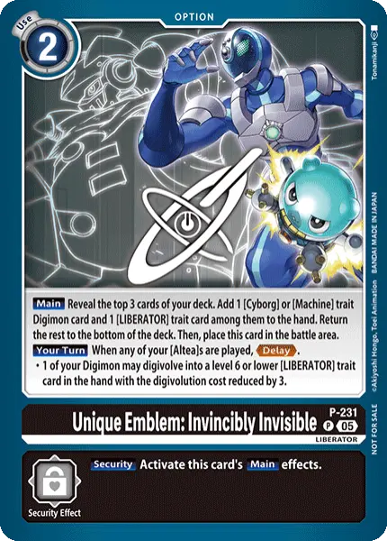 Digimon TCG Card 'P-231' 'Unique Emblem: Invincibly Invisible'