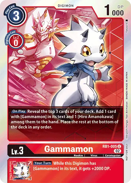 Digimon TCG Card 'RB1-005_P1' 'Gammamon'