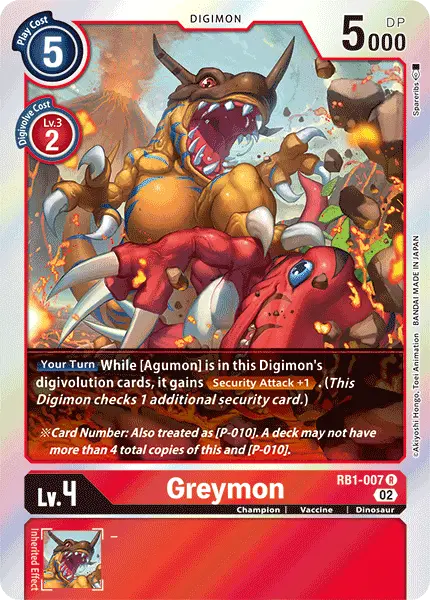 Digimon TCG Card 'RB1-007' 'Greymon'