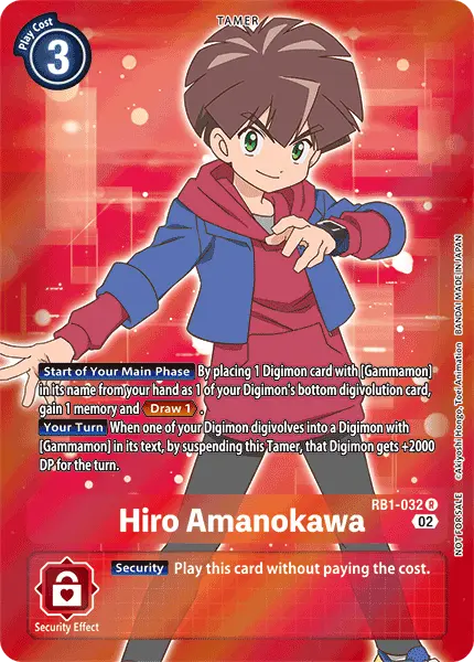 Digimon TCG Card 'RB1-032_P1' 'Hiro Amanokawa'