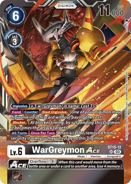 Deck BT13 WarGreymon Ace with preview of card ST15-012